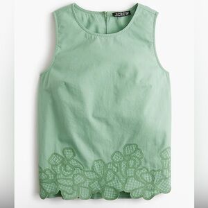 J. Crew NWT Mint Green linen sleeveless blouse with embroidery sz L